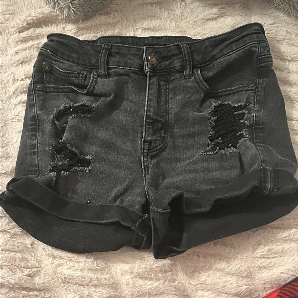 American eagle black denim shorts